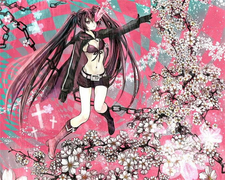 Anime, Black Rock Shooter, Cherry Blossom, Insane Black Rock Shooter, HD wallpaper