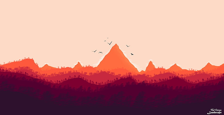 silhouette of mountains, Firewatch, digital art, Photoshop, landscape, HD wallpaper