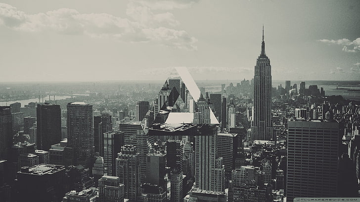 aerial photo of buildings, triangle, geometry, cityscape, New York City