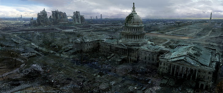 wrecked city, Fallout 3, video games, building exterior, built structure, HD wallpaper