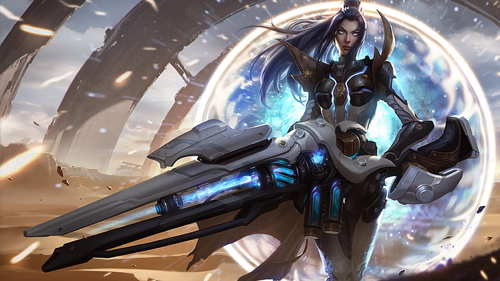woman with weapon digital wallpaper, Summoner's Rift, Caitlyn (League of Legends)