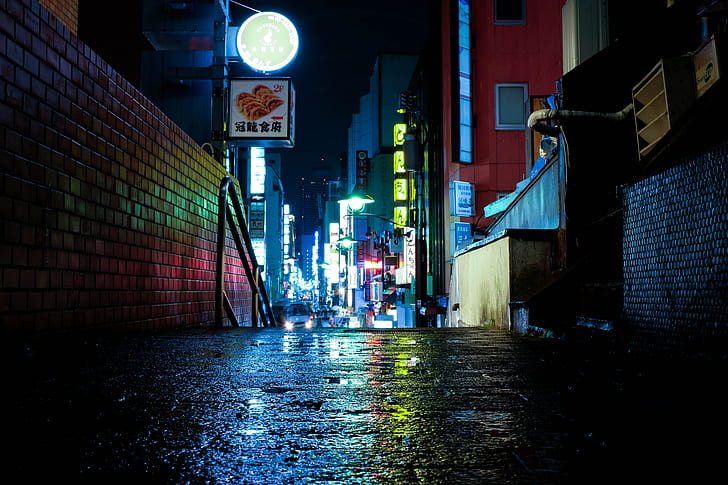 Japan, Tokyo, night, urban, lights, neon