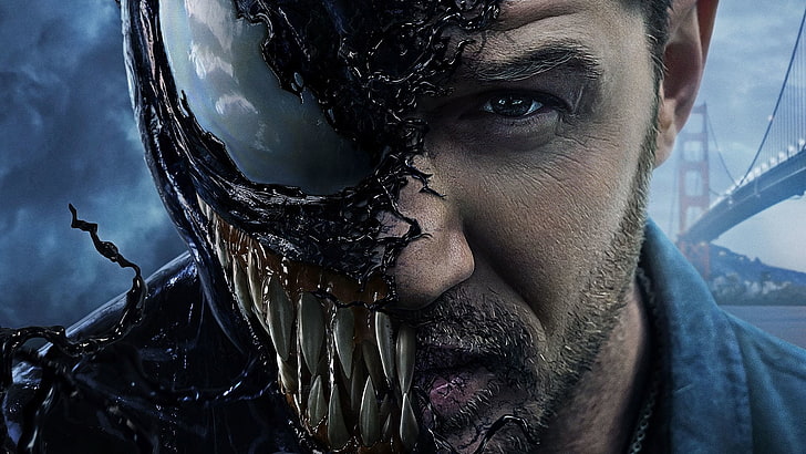 Movie, Venom, Face, Man, Tom Hardy, HD wallpaper