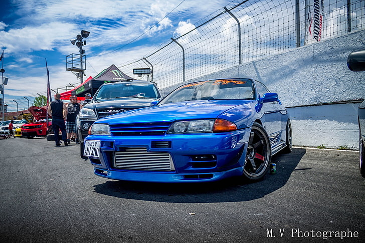 blue vehicle, nissan, turbo, wheels, skyline, japan, jdm, tuning, HD wallpaper