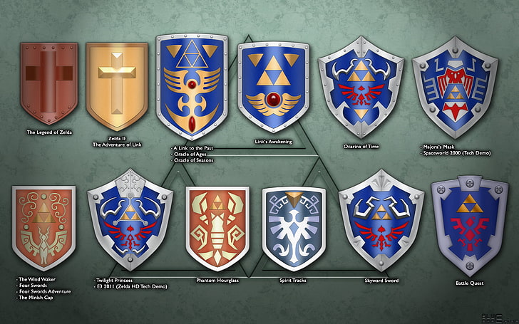assorted-design badges, animated assorted shields illustrations, HD wallpaper