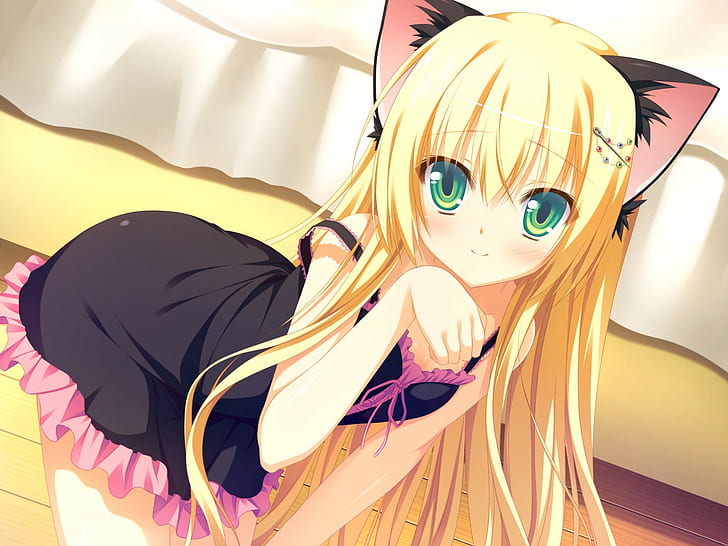 Sumiyoshi Kureha, cat girl, animal ears, anime girls, visual novel, HD wallpaper