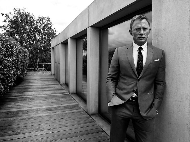 Daniel Craig, monochrome, HD wallpaper