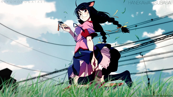 anime, Hanekawa Tsubasa, Monogatari Series, school uniform, HD wallpaper