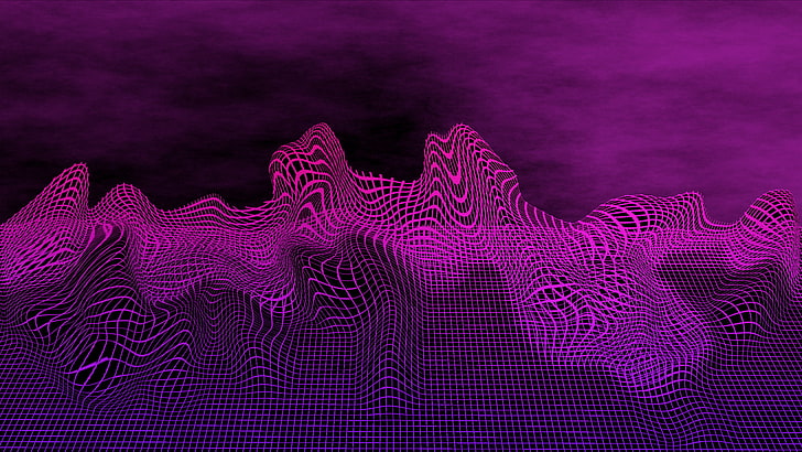 pink and purple signal wave digital wallpaper, abstract, grid, HD wallpaper
