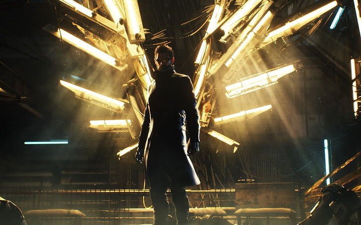 deus ex mankind divided, illuminated, real people, architecture, HD wallpaper