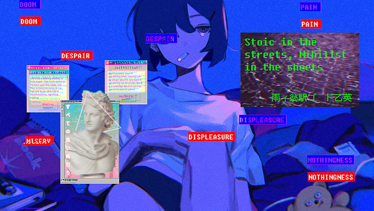 Hd Wallpaper Vaporwave Anime Girls Philosophy Stoicism