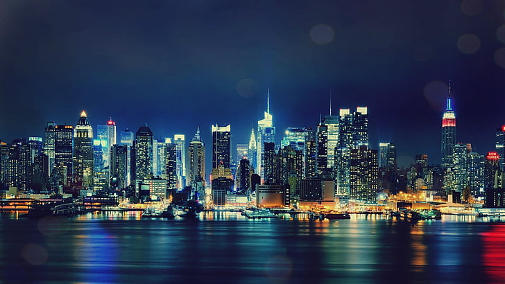 HD wallpaper: high-rise building city digital wallpaper, New York City,  night | Wallpaper Flare