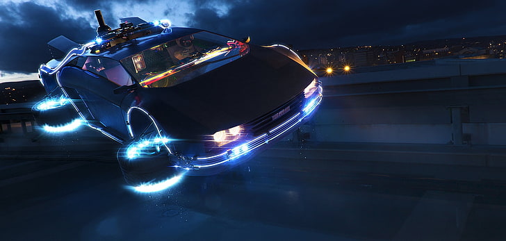 Back to the Future, DeLorean, futuristic, fantasy art, Michael Marcondes