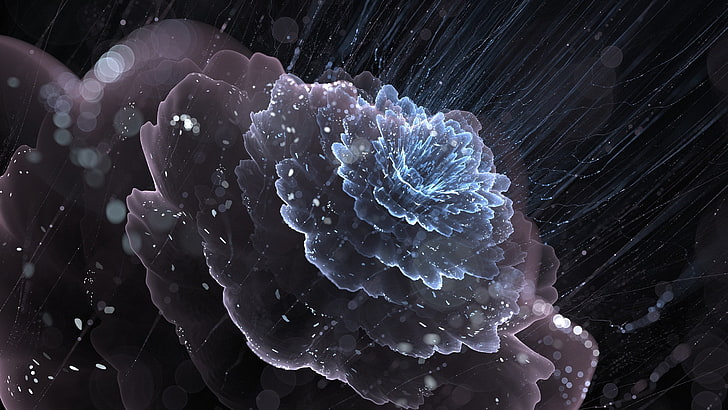 flower illustration, digital art, fractal flowers, abstract, invertebrate