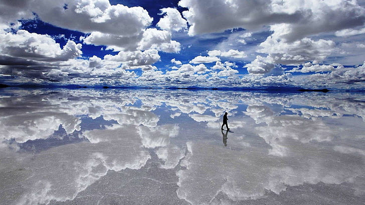 Salar de Uyuni, Bolivia, white clouds, nature, 1920x1080, HD wallpaper