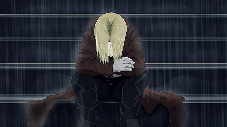 Edward Elric, Full Metal Alchemist Brotherhood, one person, obscured face, HD wallpaper