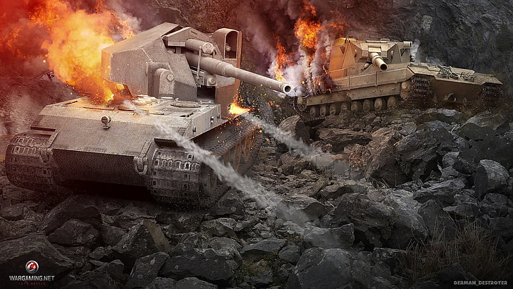 two battle tanks, Germany, UK, WoT, United Kingdom, World of Tanks HD wallpaper