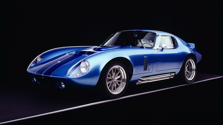 blue and white convertible coupe, car, Shelby, Shelby Daytona