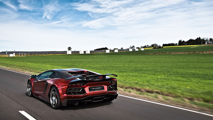 Lamborghini Aventador, road, car, vehicle, mode of transportation, HD wallpaper