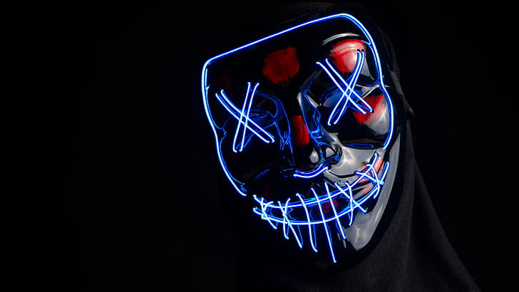 Photography, Mask, Blue, Neon