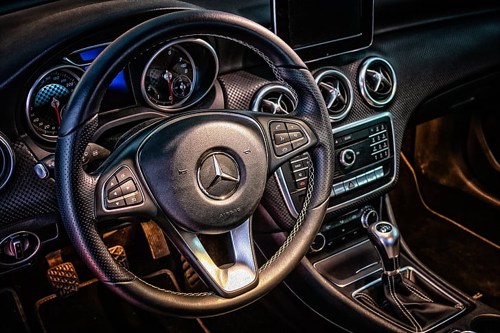 interior, steering, mercedes, dashboard, wheel, cockpit, car interior, HD wallpaper