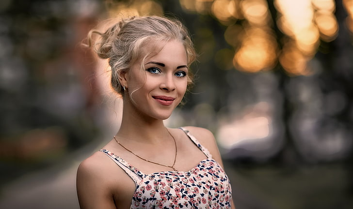 Sergey Baryshev, blonde, women, model, depth of field, blue eyes