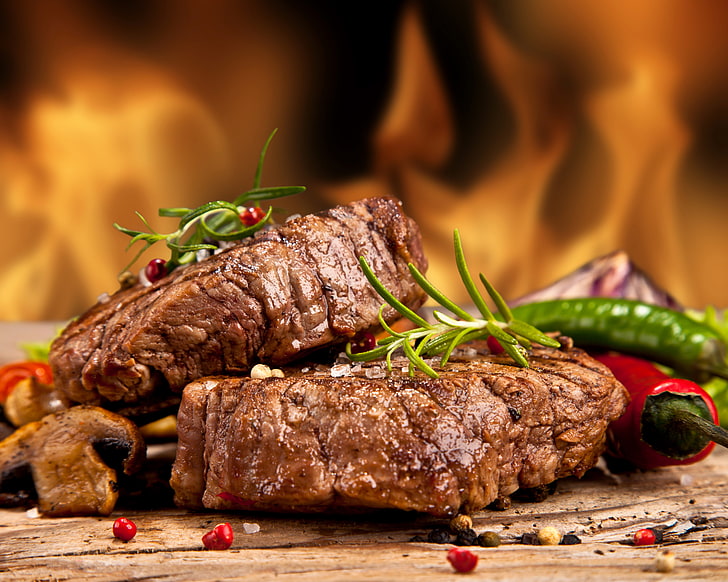beef steak, photo, Pepper, Food, Meat products, food and drink, HD wallpaper