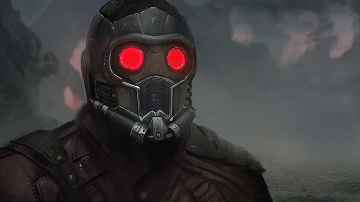 close photo of person wearing black mask, Star Lord, Guardians of the Galaxy