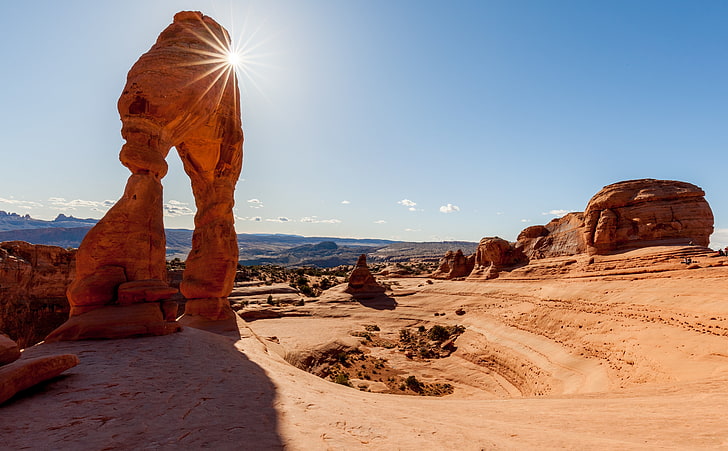 Delicate Arch Utah Landscape, United States, Travel, Nature, Sunshine, HD wallpaper