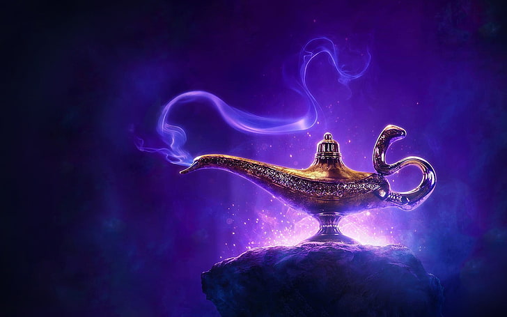 Aladdin 2019 Disney Film Poster, blue, no people, smoke - physical structure
