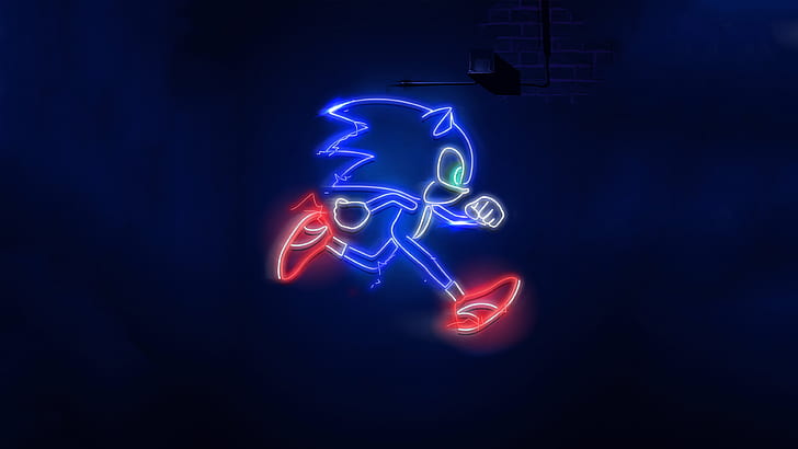 Sonic, Sonic the Hedgehog (2020), Neon, HD wallpaper