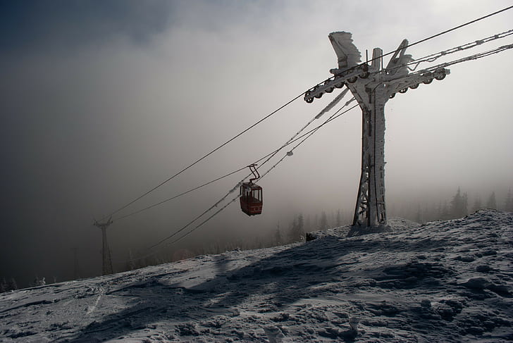 snow, winter, ski lifts