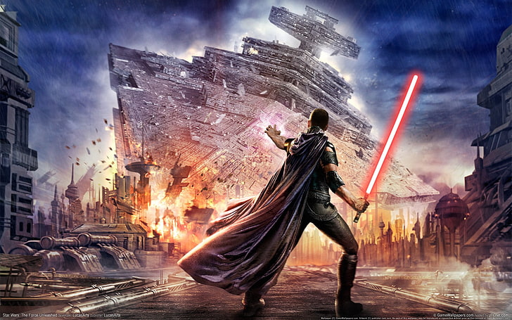 Star Wars wallpaper, the force unleashed, lightsaber, people, HD wallpaper