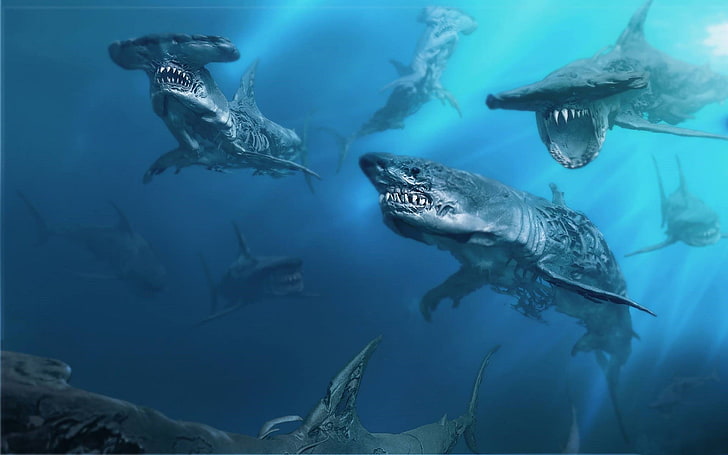 gray sharks wallpaper, Pirates of the Caribbean: Dead Men Tell No Tales