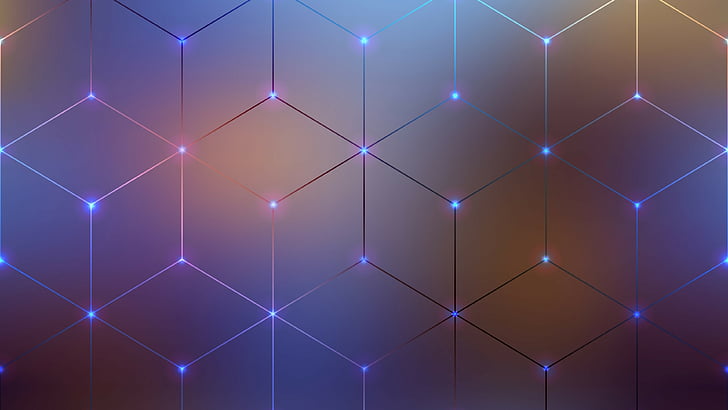 purple and blue cube illustration, Spectrum Electromagnetic, lines, HD wallpaper