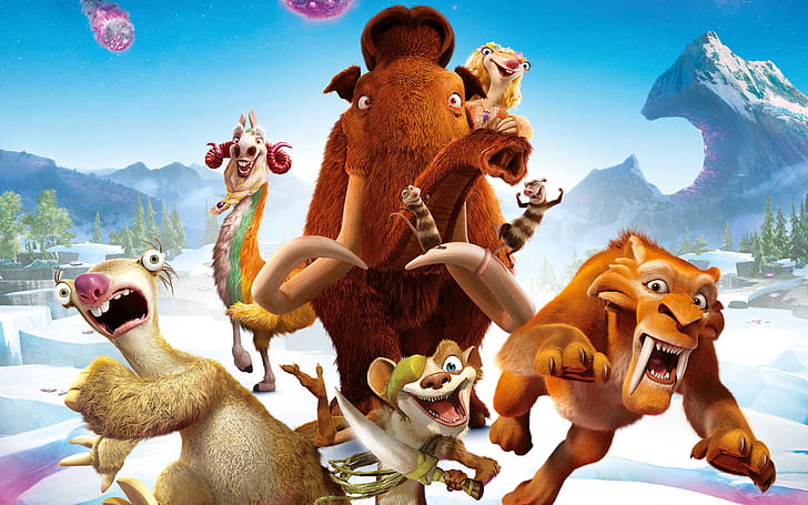 Ice Age 5: Collision Course, 2016 animated movie, ice age characters wallpaper