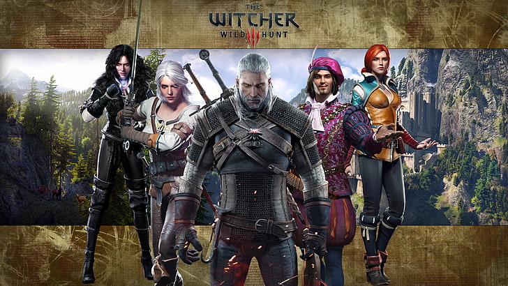 The Witcher Wild Hunt 3 poster, rpg, Geralt, Triss, Buttercup