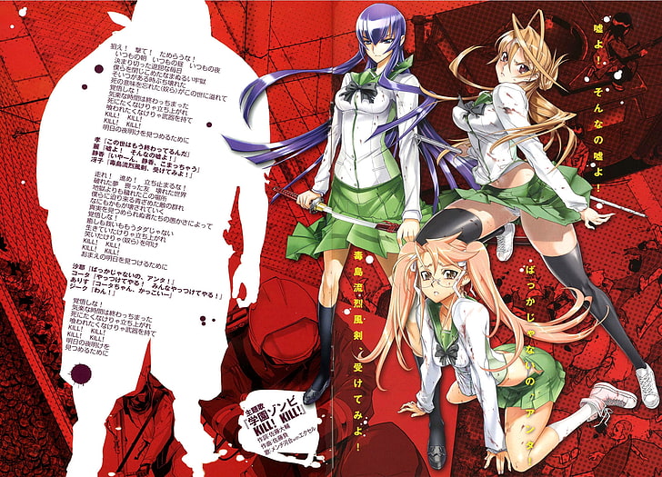 highschool of the dead miyamoto rei busujima saeko takagi saya 1920x1080  Anime Hot Anime HD Art