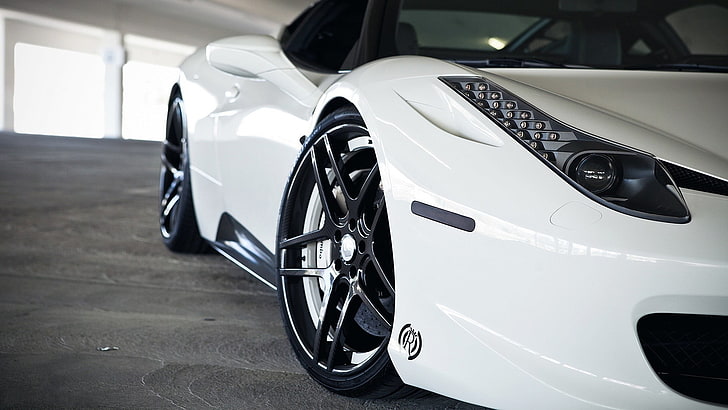 white Ferrari 458 Italia, car, white cars, transportation, mode of transportation, HD wallpaper