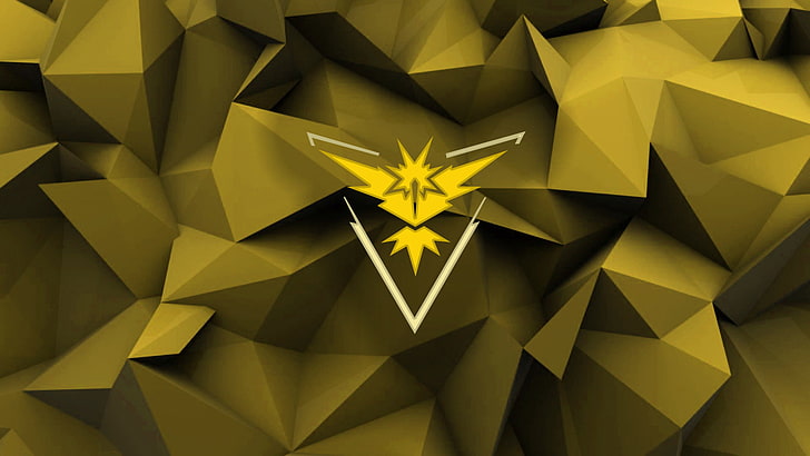 Team Instinct, poly, yellow, electric, shape, star shape, pattern, HD wallpaper