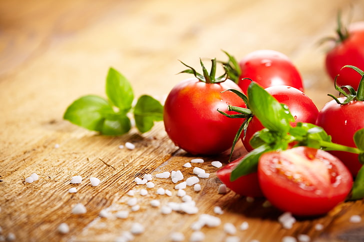 tomatoes, food, vegetables, food and drink, fruit, healthy eating, HD wallpaper