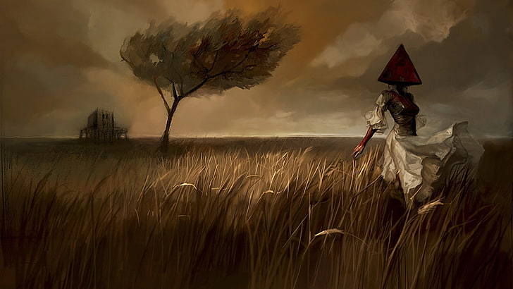 woman standing at the middle of the field painting, Silent Hill: HD Collection, HD wallpaper