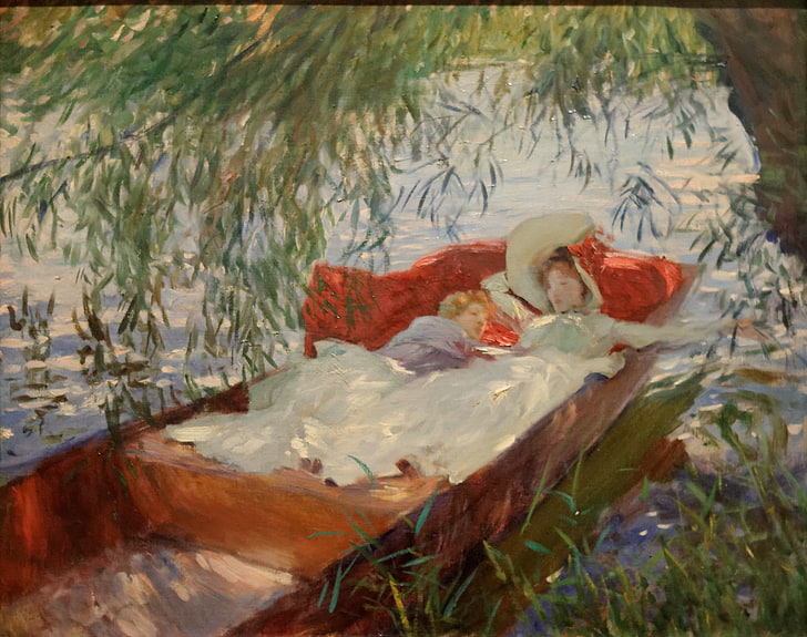 John Singer Sargent, classic art, water, nature, lake, plant