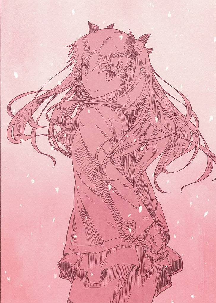 girl anime illustration, Fate Series, Tohsaka Rin, anime girls