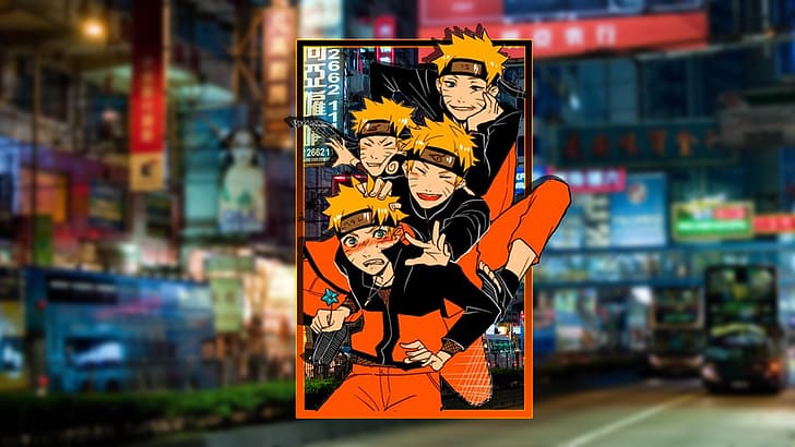 picture-in-picture, urban, city, Naruto (anime), Uzumaki Naruto, HD wallpaper