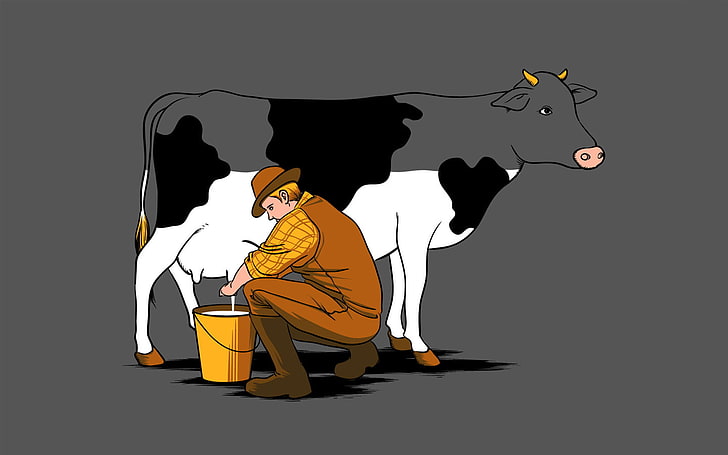 HD wallpaper: Funny Cow Milk Snatching, white and black cow illustration,  arts culture and entertainment | Wallpaper Flare