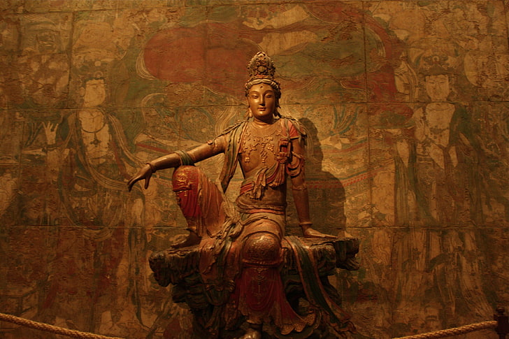 Gautama Buddha statue, spiritual, Guanyin, bodhisattva, Buddhism, HD wallpaper