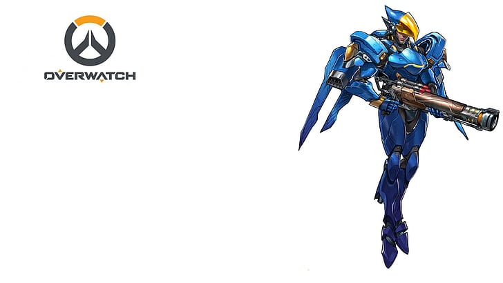 Overwatch, Pharah (Overwatch), copy space, white background