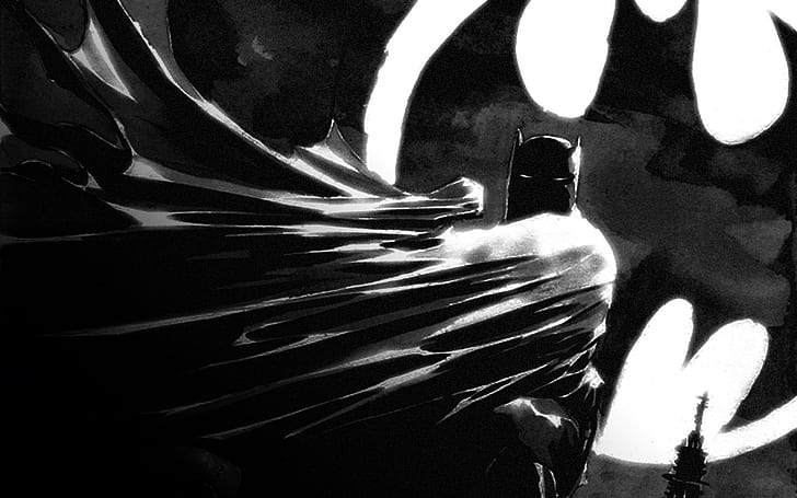 Batman, Black and White, Super Hero, HD wallpaper