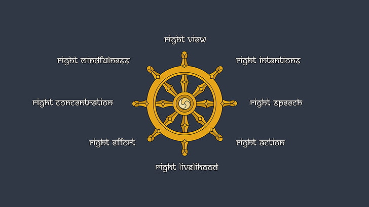 brown ships wheel illustration, minimalism, Buddhism, dharma wheel